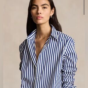 Oversized fit striped Ralph Lauren cotton shirt